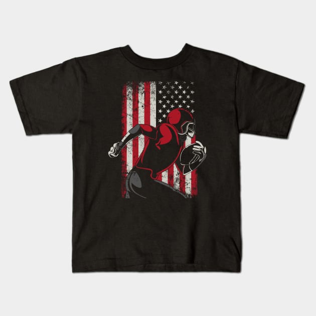 American Football USA Flag Kids T-Shirt by ryanjaycruz